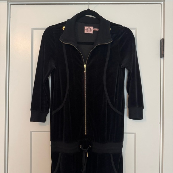 Vintage Juicy Couture Black Velour Jumpsuit Romper - Picture 6 of 7